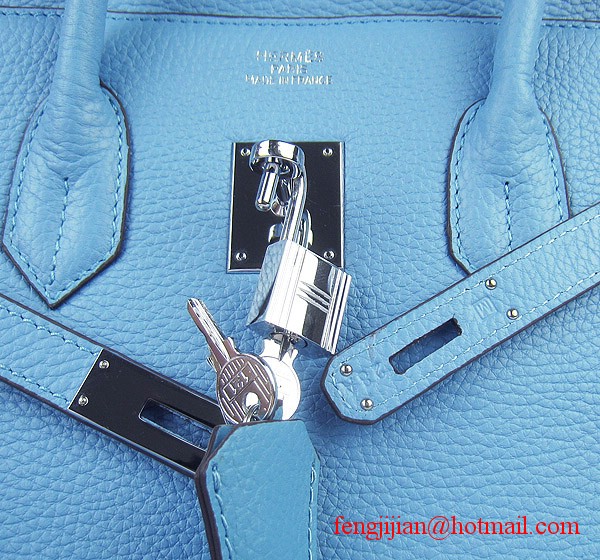 Hermes 35cm Embossed Veins Leather Bag Light Blue 6089 Silver Hardware Hermes 35cm Embossed Veins Leather Bag Light Blue 6089 Silver Hardware